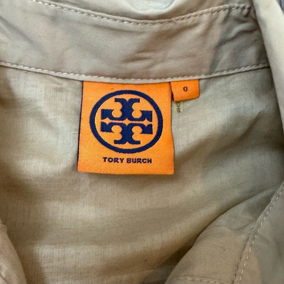 Tory Burch Blythe Khaki Safari Style Shirt Dress Size 0 Utility Button - Picture 4 of 12